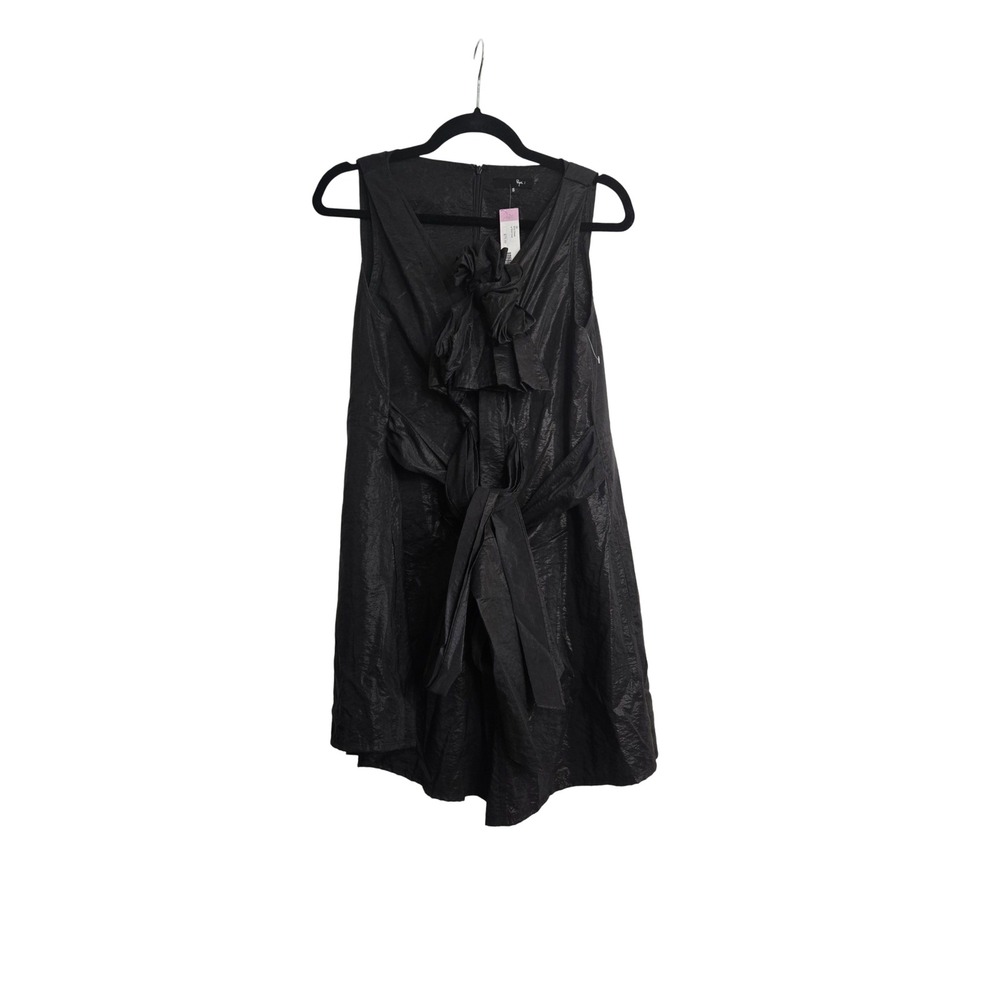 RYU Black Crinkle Nylon Bow Front Sleeveless Cocktail Dress RD3491 Small‎ NWT